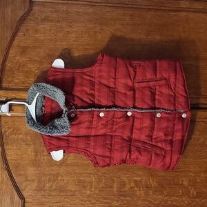 Red And Grey Plaid Maurices Sherpa-Lined Vest size Medium